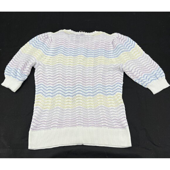 Loft Women's Small Multicolor Knit Sweater 81% Cotton Viscose Lightweight Pastel - Picture 2 of 8